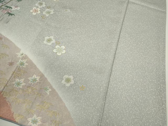 平和屋着物●訪問着　道長草花文　たたき染め　金彩　正絹　逸品　CABG2135ze