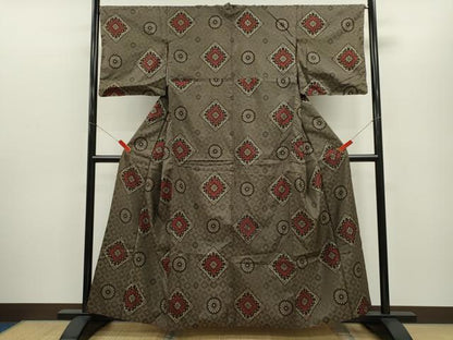 平和屋着物●本場大島紬　龍郷絣　菱花文　正絹　逸品　CABG2144ze