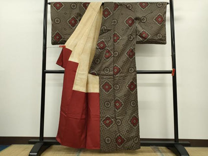 平和屋着物●本場大島紬　龍郷絣　菱花文　正絹　逸品　CABG2144ze