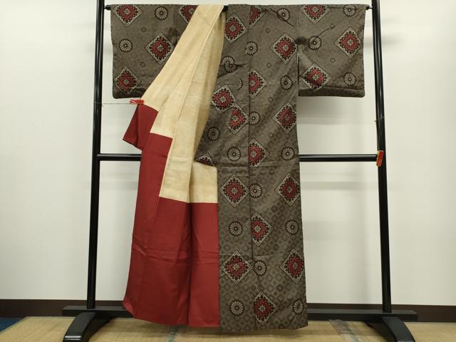 平和屋着物●本場大島紬　龍郷絣　菱花文　正絹　逸品　CABG2144ze