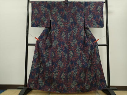 平和屋着物■上質な紬　切嵌草花文　正絹　逸品　CABG2171ze