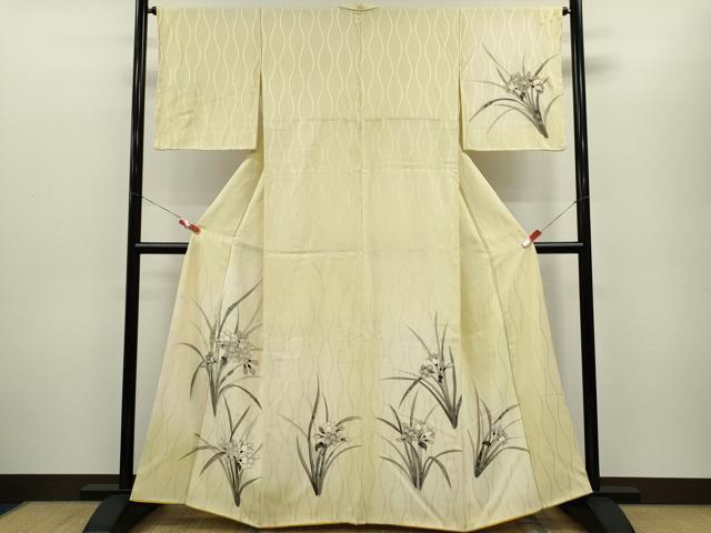 平和屋着物■訪問着 手描き スイセン 暈し染め 金彩 正絹 逸品 CABG2180ze