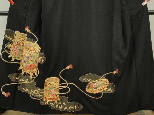 平和屋着物■豪華黒留袖 駒刺繍 貝桶吉祥花文 正絹 逸品 CABG2181ze