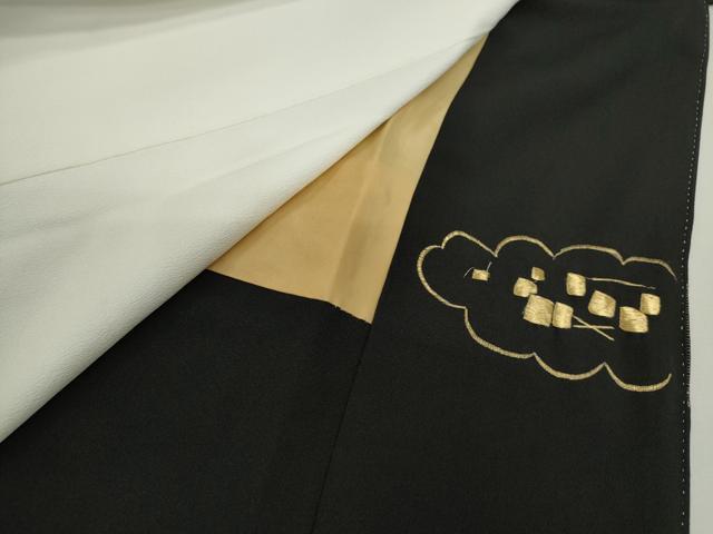 平和屋着物■豪華黒留袖 駒刺繍 貝桶吉祥花文 正絹 逸品 CABG2181ze