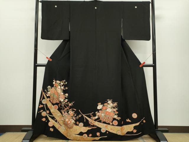 平和屋着物■豪華黒留袖 駒刺繍 花車宝尽くし 金銀彩 正絹 逸品 CABG2183ze