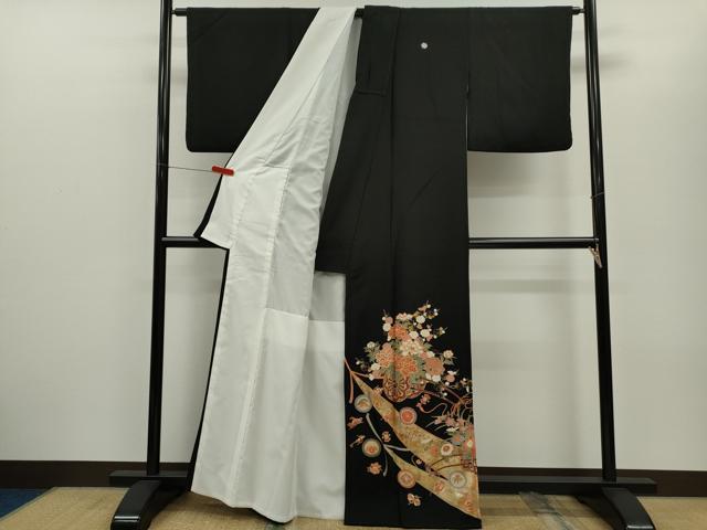 平和屋着物■豪華黒留袖 駒刺繍 花車宝尽くし 金銀彩 正絹 逸品 CABG2183ze
