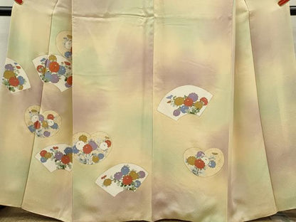 平和屋着物■訪問着 駒刺繍 地紙草花文 暈し染め 金彩 正絹 逸品 CABG2184ze