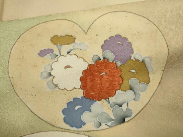 平和屋着物■訪問着 駒刺繍 地紙草花文 暈し染め 金彩 正絹 逸品 CABG2184ze