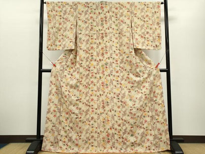平和屋着物■上質な小紋　型染め　竹吉祥楓文　正絹　逸品　CABG2207ze