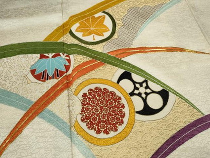 平和屋着物■訪問着　駒刺繍　芝草吉祥花丸文　暈し染め　金彩　正絹　逸品　CABG2212ze