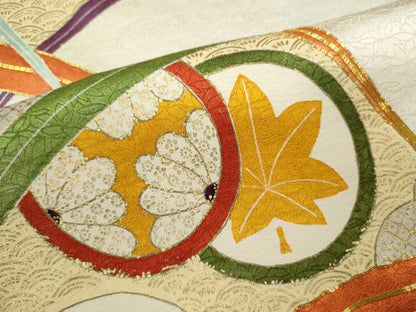 平和屋着物■訪問着　駒刺繍　芝草吉祥花丸文　暈し染め　金彩　正絹　逸品　CABG2212ze