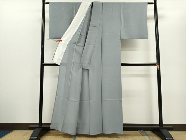 平和屋着物＊夏物　色無地　絽　桔梗鼠色　正絹　逸品　CABG2220ze
