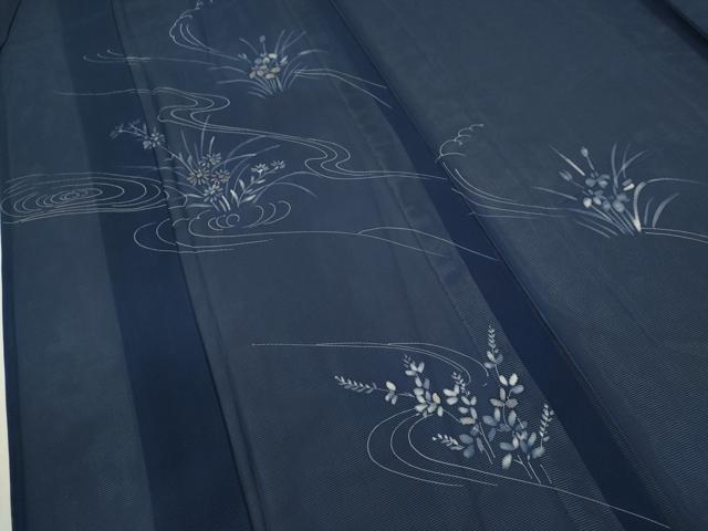 平和屋着物＊夏物　訪問着　絽　手描き　刺繍　流水草花文　金糸　正絹　逸品　CABG2223ze