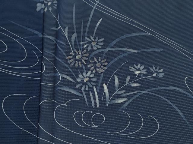 平和屋着物＊夏物　訪問着　絽　手描き　刺繍　流水草花文　金糸　正絹　逸品　CABG2223ze