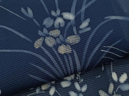平和屋着物＊夏物　訪問着　絽　手描き　刺繍　流水草花文　金糸　正絹　逸品　CABG2223ze