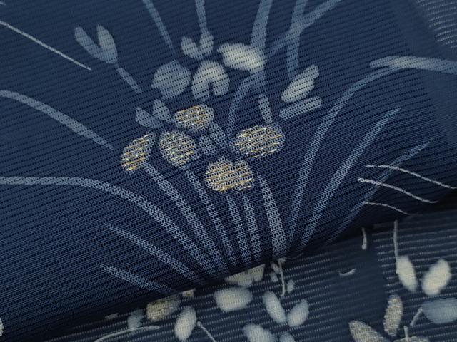 平和屋着物＊夏物　訪問着　絽　手描き　刺繍　流水草花文　金糸　正絹　逸品　CABG2223ze