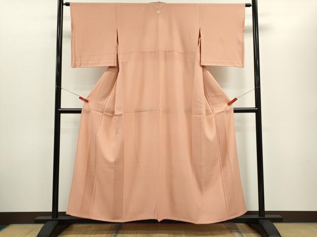 平和屋着物＊夏物　色無地　絽　珊瑚色　正絹　逸品　CABG2225ze