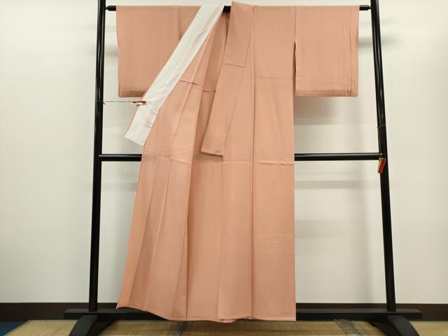 平和屋着物＊夏物　色無地　絽　珊瑚色　正絹　逸品　CABG2225ze