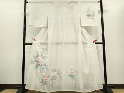 平和屋着物＊夏物　訪問着　手描き　枝花文　正絹　逸品　CABG2226ze