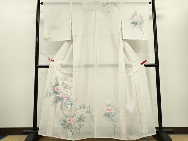 平和屋着物＊夏物　訪問着　手描き　枝花文　正絹　逸品　CABG2226ze