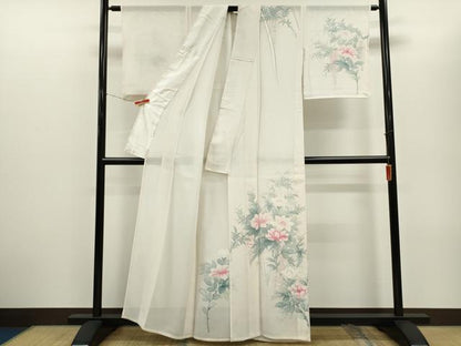 平和屋着物＊夏物　訪問着　手描き　枝花文　正絹　逸品　CABG2226ze