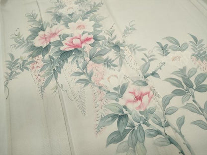 平和屋着物＊夏物　訪問着　手描き　枝花文　正絹　逸品　CABG2226ze
