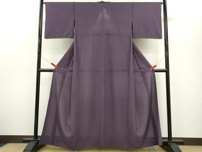 平和屋着物＊夏物　色無地　絽　滅紫色　正絹　逸品　CABG2230ze