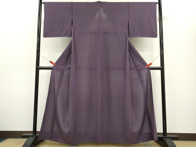 平和屋着物＊夏物　色無地　絽　滅紫色　正絹　逸品　CABG2230ze