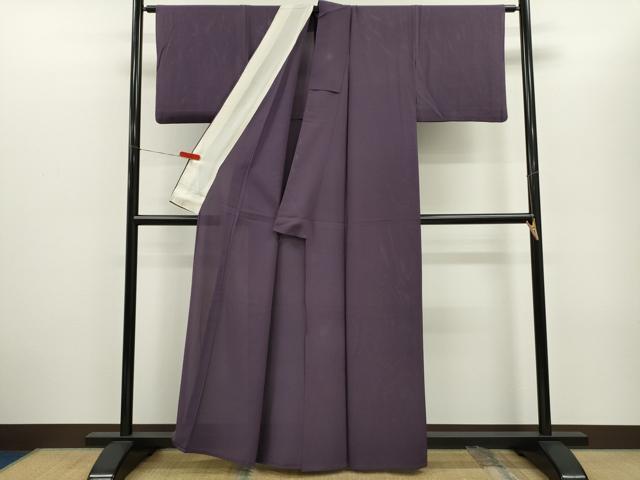平和屋着物＊夏物　色無地　絽　滅紫色　正絹　逸品　CABG2230ze