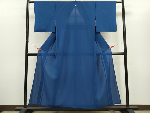 平和屋着物＊夏物　色無地　絽　紺瑠璃色　正絹　逸品　CABG2231ze