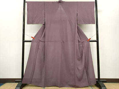 平和屋着物＊夏物　色無地　絽　葡萄鼠色　正絹　逸品　CABG2237ze