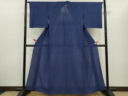 平和屋着物＊夏物　色無地　変わり絽　紺青色　正絹　逸品　CABG2238ze