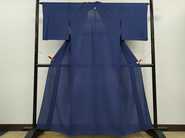 平和屋着物＊夏物　色無地　変わり絽　紺青色　正絹　逸品　CABG2238ze