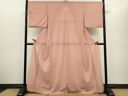 平和屋着物＊夏物 色無地 絽 珊瑚色 正絹 逸品 CABG2239ze