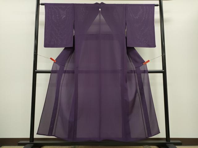 平和屋着物＊夏物　色無地　絽　葡萄色　正絹　逸品　CABG2240ze