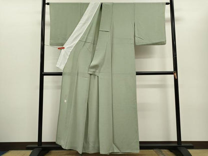 平和屋着物＊本加賀友禅作家　梶山伸監修　夏物　色無地　絽縮緬　柳鼠色　正絹　逸品　CABG2241ze