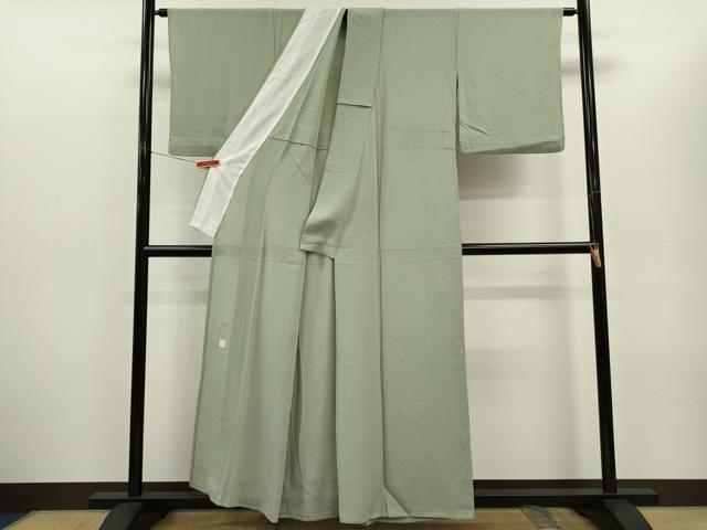 平和屋着物＊本加賀友禅作家　梶山伸監修　夏物　色無地　絽縮緬　柳鼠色　正絹　逸品　CABG2241ze