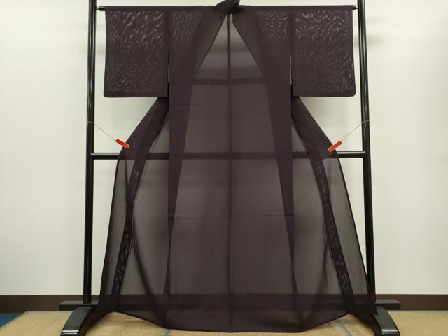 平和屋着物＊夏物　色無地　絽　黒紅色　正絹　逸品　CABG2242ze