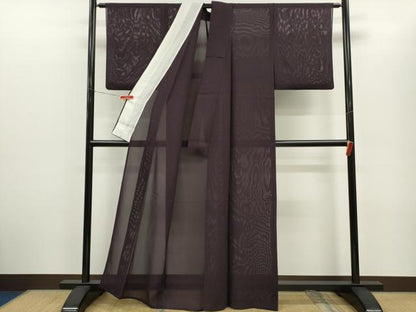 平和屋着物＊夏物　色無地　絽　黒紅色　正絹　逸品　CABG2242ze