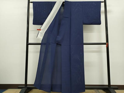 平和屋着物＊夏物　色無地　絽　鉄紺色　正絹　逸品　CABG2243ze