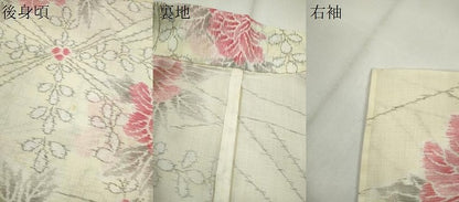 平和屋着物＊夏物 小紋 紗 草花文 洗える着物 CABG2252ze