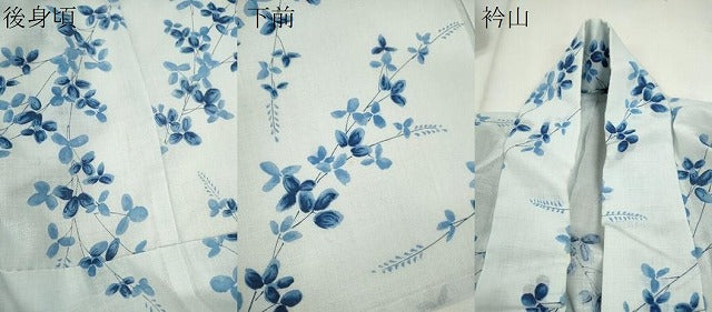 平和屋着物＊夏物 小紋 紗 枝花文 洗える着物 CABG2253ze