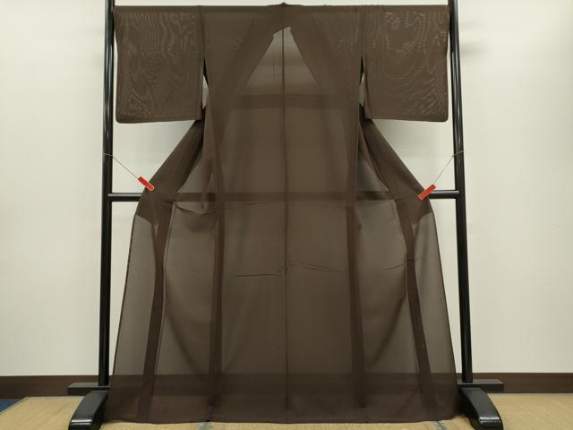 平和屋着物＊夏物 色無地 絽 赤墨色 正絹 逸品 CABG2259ze