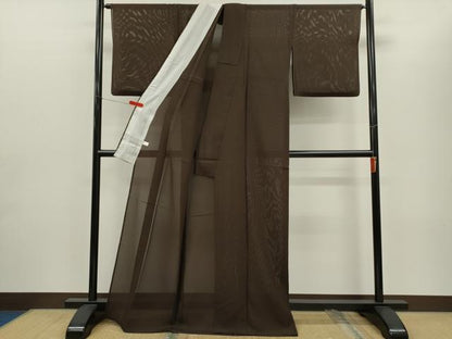 平和屋着物＊夏物 色無地 絽 赤墨色 正絹 逸品 CABG2259ze