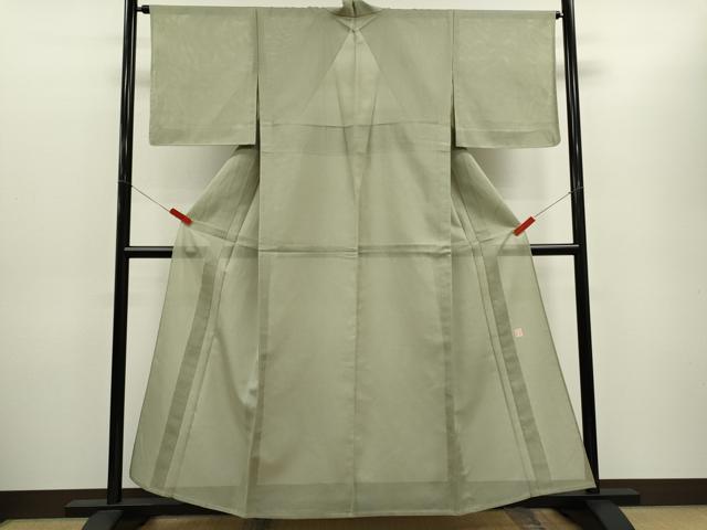 平和屋着物＊人間国宝 芹沢圭介一番弟子 下平清人監修 夏物 色無地 絽縮緬 鶸茶色 正絹 逸品 未使用 CABG2260ze