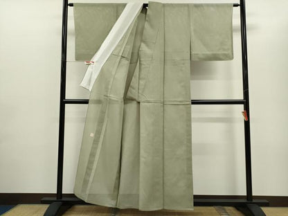 平和屋着物＊人間国宝 芹沢圭介一番弟子 下平清人監修 夏物 色無地 絽縮緬 鶸茶色 正絹 逸品 未使用 CABG2260ze