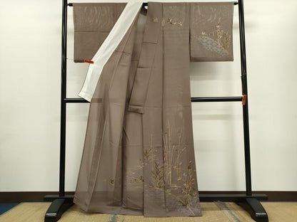 平和屋着物＊夏物 訪問着 絽 総刺繍 籬草花文 金糸 正絹 逸品 CABG2263ze