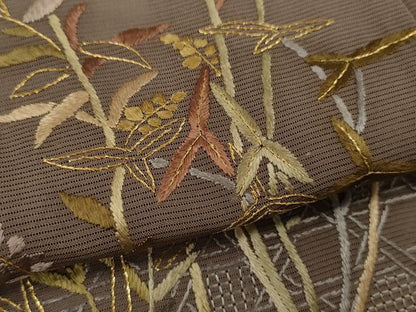 平和屋着物＊夏物 訪問着 絽 総刺繍 籬草花文 金糸 正絹 逸品 CABG2263ze