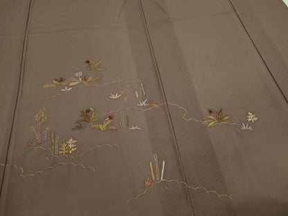 平和屋着物＊夏物 訪問着 絽 総刺繍 籬草花文 金糸 正絹 逸品 CABG2263ze