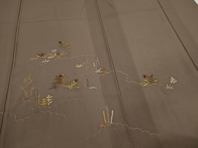 平和屋着物＊夏物 訪問着 絽 総刺繍 籬草花文 金糸 正絹 逸品 CABG2263ze